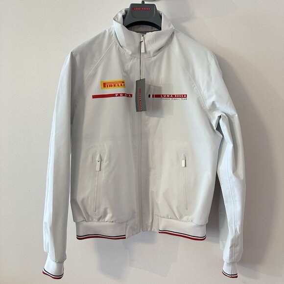 NWT PRADA LUNA Rossa Pirelli Jacket Windbreaker Coat Nylon Sz 42 White - Picture 2 of 8